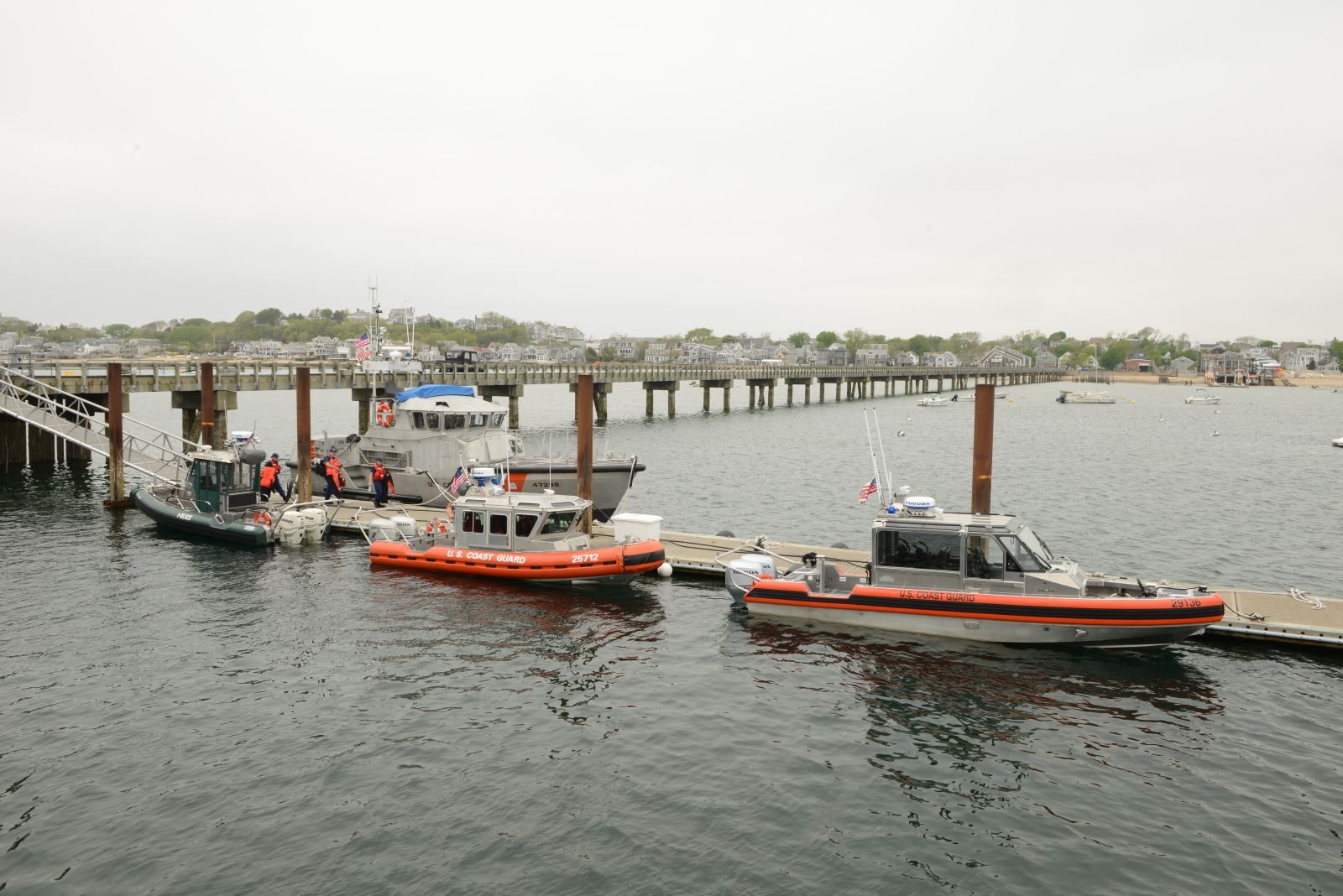 Working boats secured in Provincetown Harbor on Cape Cod
