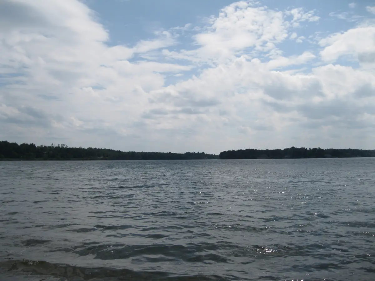 Open water and wooded shoreline at Delta Lake State Park in Oneida County