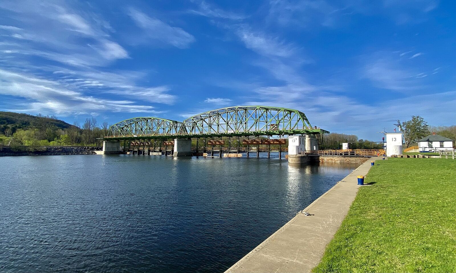 A vessel approaching an Erie Canal lock
