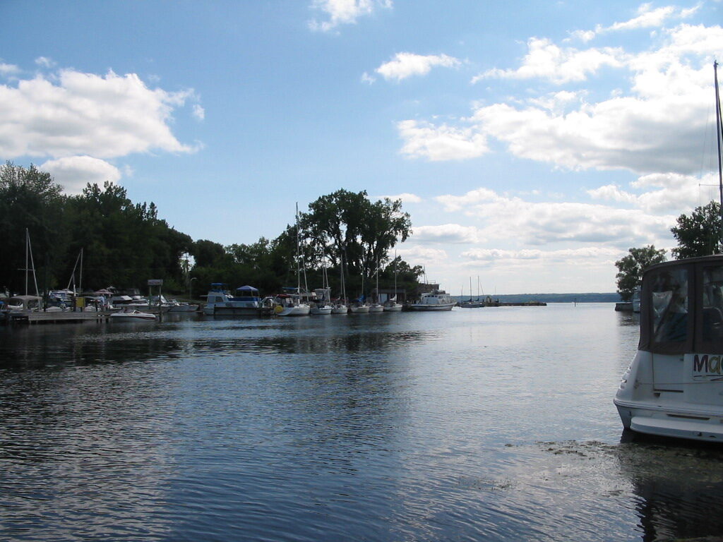 Boats and shoreline on Seneca Lake