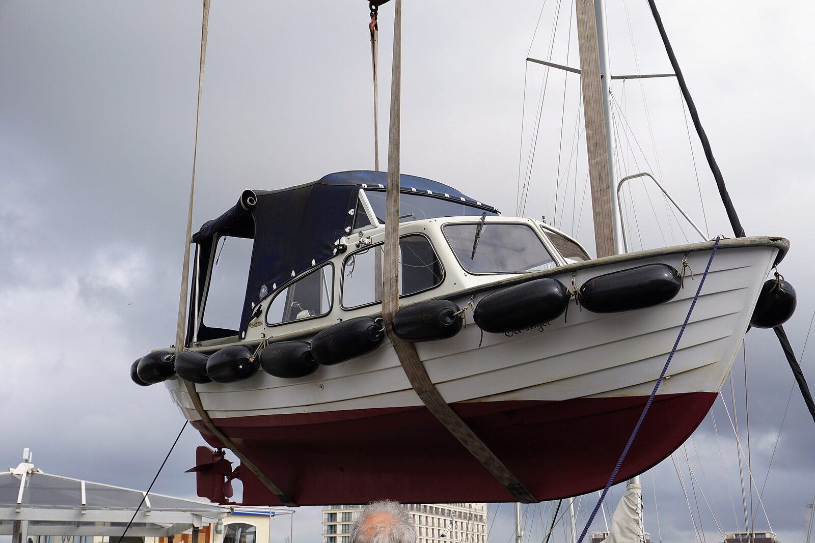 Boat fenders staged for docking and dock-box storage